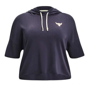 Under Armour Project Rock Rival Terry Short Sleeve Navy Fitness Hoodie Size 2X